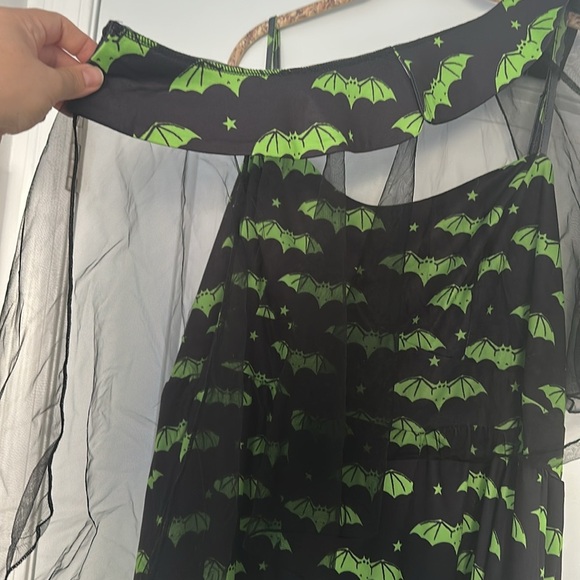 Rosegal Bat Halloween Pin Up Goth Dress Black/Green Plus Sz 5X - Picture 5 of 9